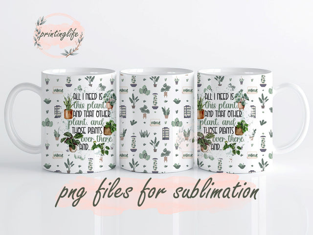 Plant Mug Wrap Design, Instant Digital Design Download Mug Wrap Design, Mug Design PNG Sublimation PrintingLife 