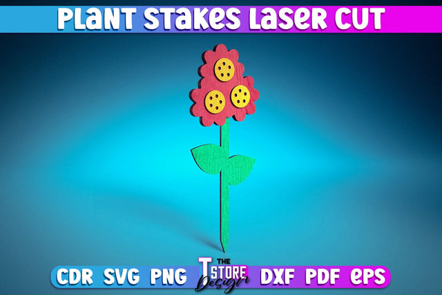 Plant Stakes Laser Cut | Laser Flower Stakes Design | CNC Files SVG The T Store Design 
