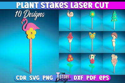 Plant Stakes Laser Cut | Laser Flower Stakes Design | CNC Files SVG The T Store Design 
