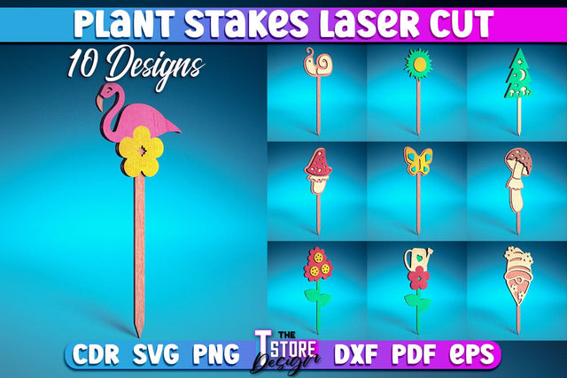 Plant Stakes Laser Cut | Laser Flower Stakes Design | CNC Files SVG The T Store Design 