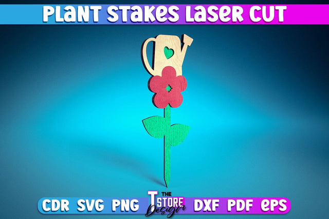 Plant Stakes Laser Cut | Laser Flower Stakes Design | CNC Files SVG The T Store Design 