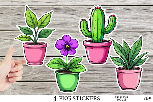 Plant Stickers PNG. Home Flower Stickers, Houseplant PNG Sublimation Olga Terlyanskaya 