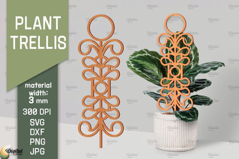 Plant Trellis Lasercut Bundle. Plant Stakes Glowforge. Flower SVG SVG Evgenyia Guschina 