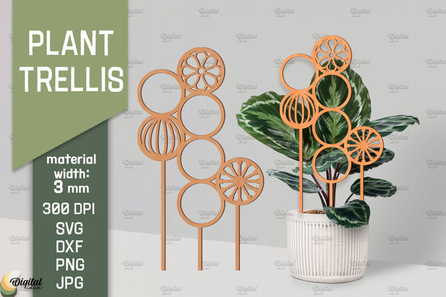 Plant Trellis Lasercut. Plant Stakes Glowforge. Flower SVG SVG Evgenyia Guschina 
