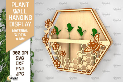 Plant Wall Hanging Display SVG. Wall Planter Laser Cut SVG Evgenyia Guschina 
