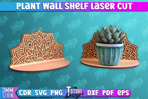 Plant Wall Shelf Bundle | Home Decor | Flower Pot Holder | Ornament Wall Shelf | CNC File SVG The T Store Design 