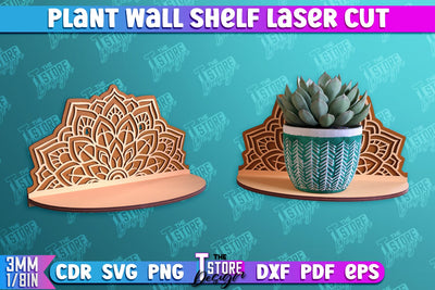 Plant Wall Shelf | Home Decor | Flower Pot Holder | Ornament Wall Shelf | CNC File SVG The T Store Design 