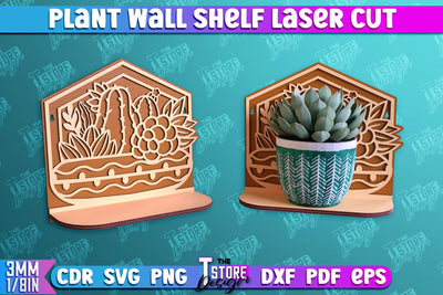 Plant Wall Shelf | Home Decor | Flower Pot Holder | Ornament Wall Shelf | CNC File SVG The T Store Design 