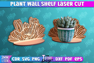 Plant Wall Shelf | Home Decor | Flower Pot Holder | Ornament Wall Shelf | CNC File SVG The T Store Design 