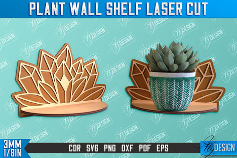 Plant Wall Shelf Laser Cut | Home Decor | Ornament Wall Shelf | CNC Files SVG Fly Design 