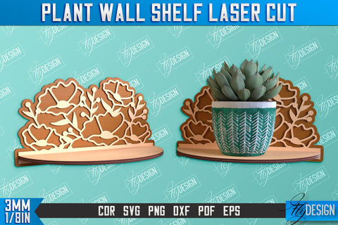 Plant Wall Shelf Laser Cut | Home Decor | Ornament Wall Shelf | CNC Files SVG Fly Design 