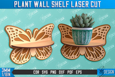 Plant Wall Shelf Laser Cut | Home Decor | Ornament Wall Shelf | CNC Files SVG Fly Design 