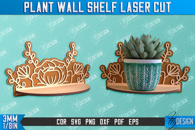 Plant Wall Shelf Laser Cut | Home Decor | Ornament Wall Shelf | CNC Files SVG Fly Design 