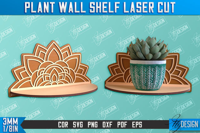 Plant Wall Shelf Laser Cut | Home Decor | Ornament Wall Shelf | CNC Files SVG Fly Design 