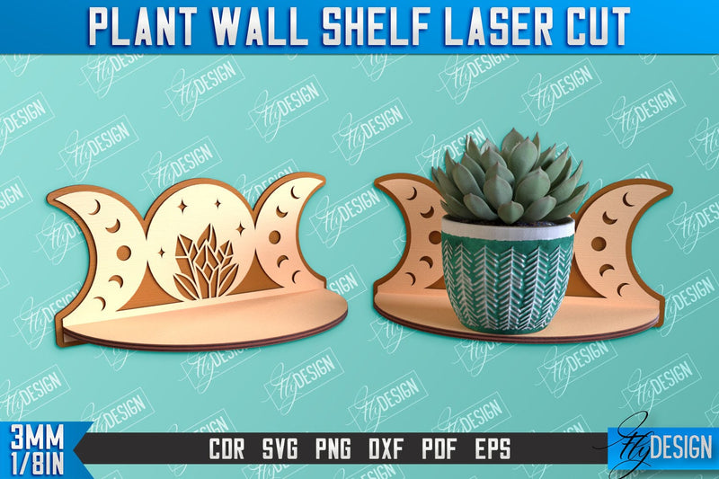 Plant Wall Shelf Laser Cut | Home Decor | Ornament Wall Shelf | CNC Files SVG Fly Design 