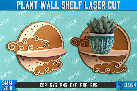 Plant Wall Shelf Laser Cut | Home Decor | Ornament Wall Shelf | CNC Files SVG Fly Design 