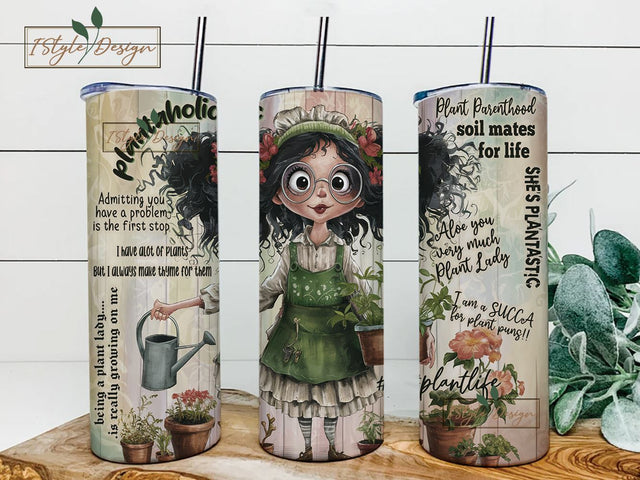 Plantaholic 20 oz tumbler digital download, Tumbler wrap, 300 DPI PNG, sublimation gardening, Plant lover, gift for her, vegetable plants, Sublimation iStyleDesign 