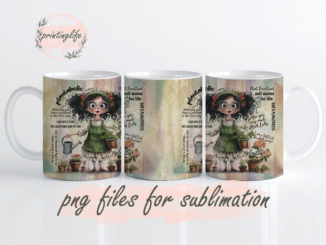 Plantaholic Mug Wrap Design, Instant Digital Design Download Mug Wrap Design, Mug Design PNG Sublimation PrintingLife 