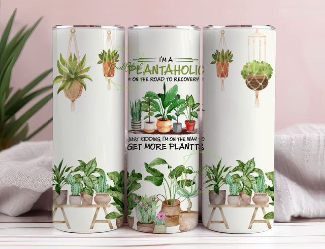 Plantaholic Recovery Sublimation Design, 20oz Skinny Tumbler, Indoor Plants, Plant Obsessed, Monstera, Pothos, Cactus, Plant Tumbler Wrap Sublimation PixelChick 
