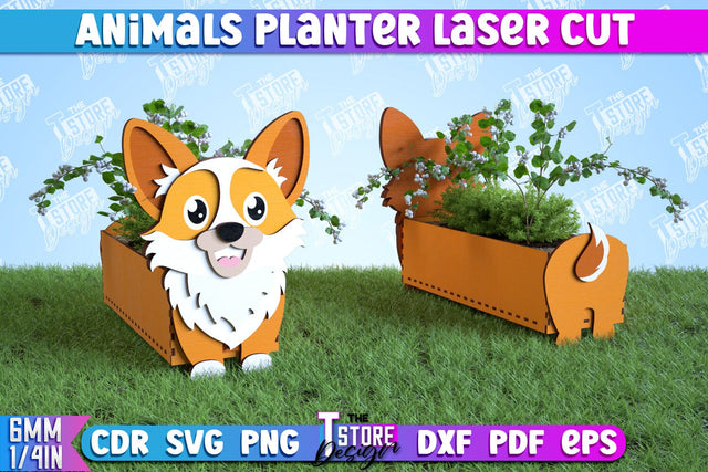 Planter Corgi | Garden Design | Decoration for Outdoor | Flower Holder | CNC File SVG The T Store Design 