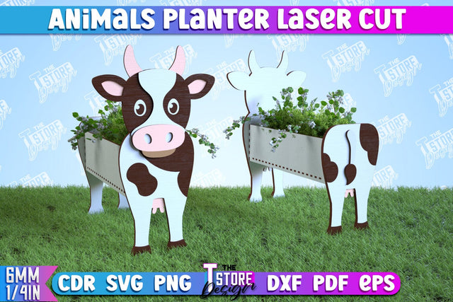 Planter Cow | Garden Design | Decoration for Outdoor | Flower Holder | CNC File SVG The T Store Design 