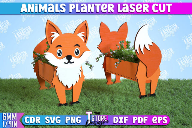 Planter Fox | Garden Design | Decoration for Outdoor | Flower Holder | CNC File SVG The T Store Design 