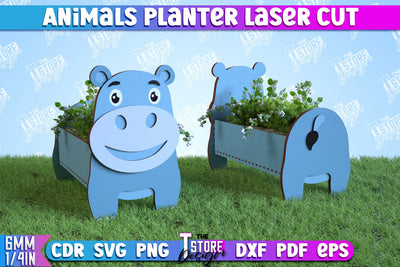 Planter Hippo | Garden Design | Decoration for Outdoor | Flower Holder | CNC File SVG The T Store Design 