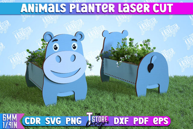 Planter Hippo | Garden Design | Decoration for Outdoor | Flower Holder | CNC File SVG The T Store Design 