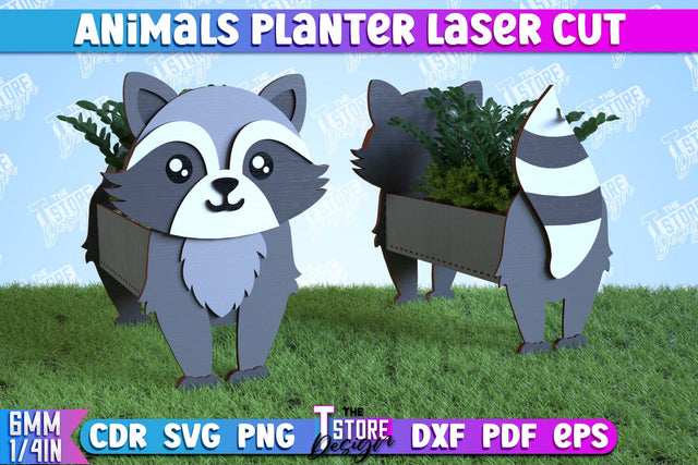 Planter Raccoon | Garden Design | Decoration for Outdoor | Flower Holder | CNC File SVG The T Store Design 