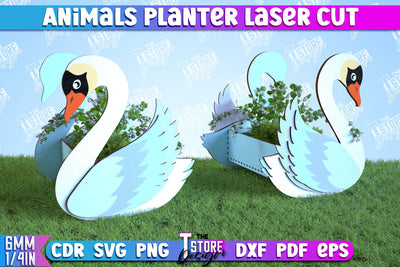 Planter Swan | Garden Design | Decoration for Outdoor | Flower Holder | CNC File SVG The T Store Design 