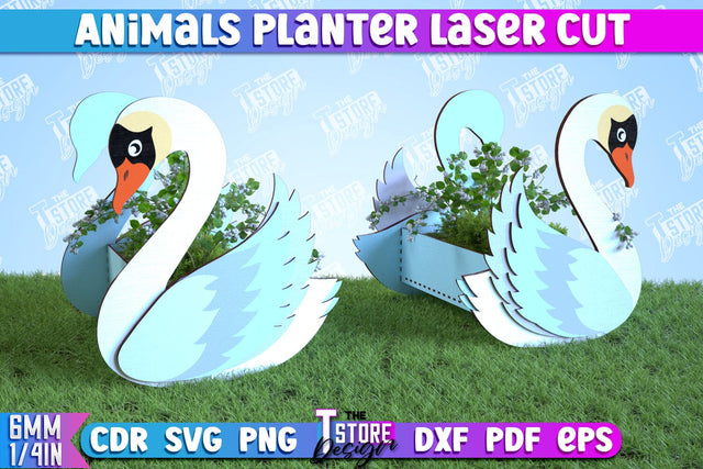 Planter Swan | Garden Design | Decoration for Outdoor | Flower Holder | CNC File SVG The T Store Design 
