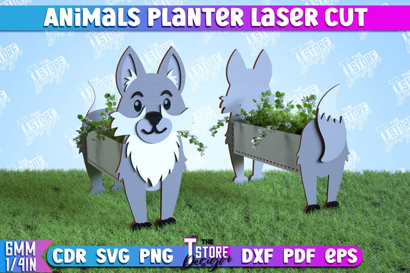 Planter Wolf | Garden Design | Decoration for Outdoor | Flower Holder | CNC File SVG The T Store Design 