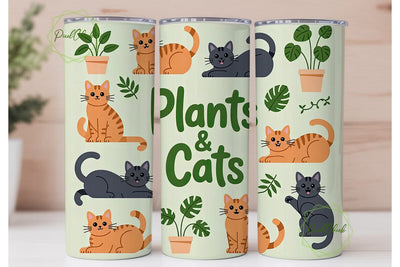 Plants & Cats 20oz Tumbler Design Sublimation PixelChick 