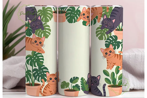 Plants & Cats 20oz Tumbler Design Sublimation PixelChick 