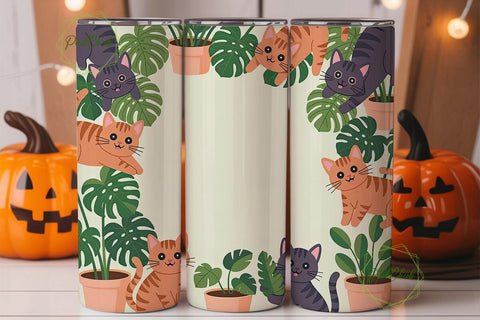 Plants & Cats 20oz Tumbler Design Sublimation PixelChick 