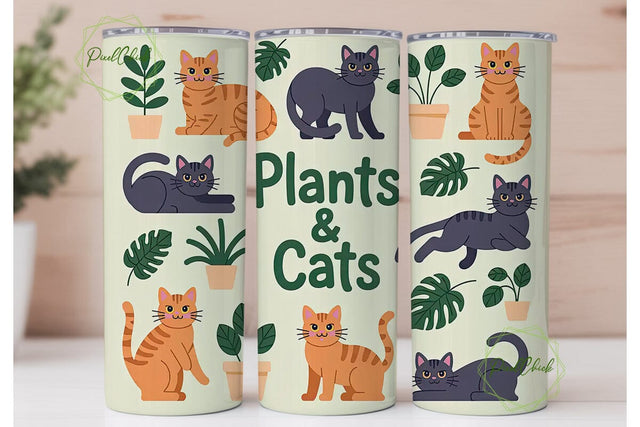 Plants & Cats 20oz Tumbler Design Sublimation PixelChick 