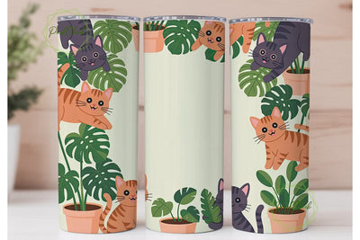 Plants & Cats 20oz Tumbler Design Sublimation PixelChick 