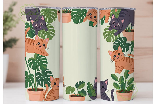 Plants & Cats 20oz Tumbler Design Sublimation PixelChick 