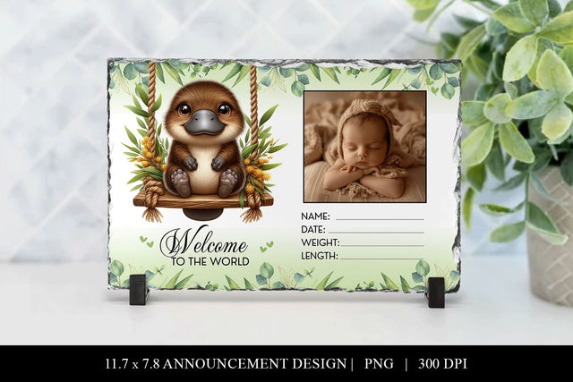 Platypus Birth Announcement Slate Sublimation Design Sublimation BijouBay 