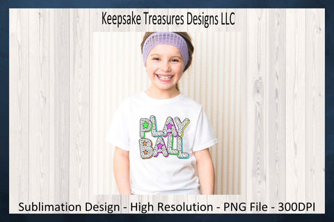 Play Ball, Bright Neon Star Dalmatian Doddle Letters, Sublimation Png, Sport T-Shirt Design, Digital Download, Printable PNG Sublimation Keepsake Treasures Designs LLC. 