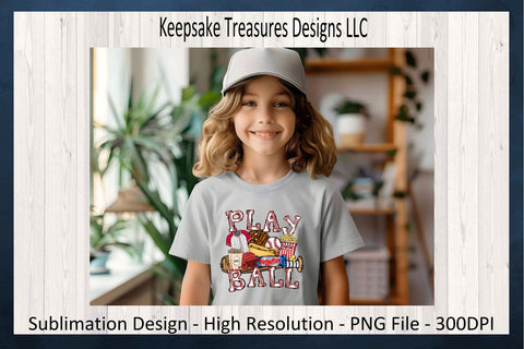 Play Ball, Hand Drawn, Baseball Sublimation PNG, Spring Sport, Concession Food, Digital Download Printable Sublimation Keepsake Treasures Designs LLC. 