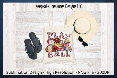 Play Ball, Hand Drawn, Baseball Sublimation PNG, Spring Sport, Concession Food, Digital Download Printable Sublimation Keepsake Treasures Designs LLC. 