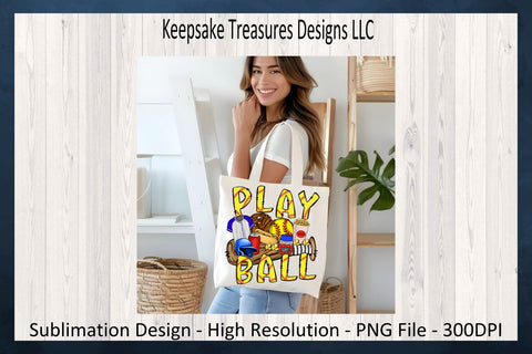 Play Ball Softball, Hand Drawn Sublimation PNG, Spring Sport, Concession Food, Digital Download, PNG Printable Sublimation Keepsake Treasures Designs LLC. 