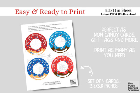 Play Dough 4th of July Independence Donut Summer Card Favor Digital Pattern Fine Purple Elephant Creations 