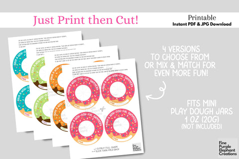 Play Dough Donut Doughnut Summer Digital Paper Card Digital Pattern Fine Purple Elephant Creations 