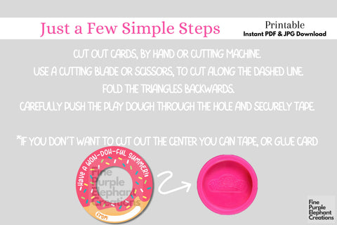 Play Dough Donut Doughnut Summer Digital Paper Card Digital Pattern Fine Purple Elephant Creations 