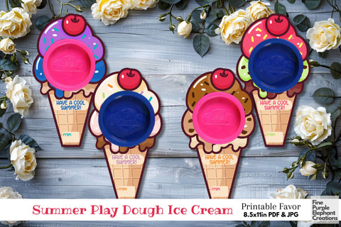 Play Dough Ice Cream Summer Digital Paper Cards Digital Pattern Fine Purple Elephant Creations 