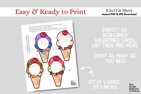 Play Dough Ice Cream Summer Digital Paper Cards Digital Pattern Fine Purple Elephant Creations 