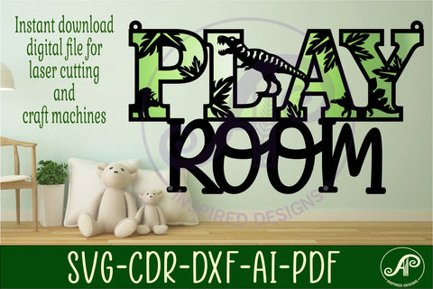 Play room Dinosaur wall sign, SVG file. vector file SVG APInspireddesigns 