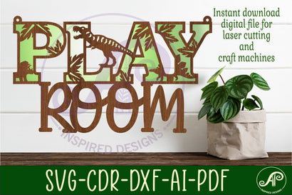 Play room Dinosaur wall sign, SVG file. vector file SVG APInspireddesigns 